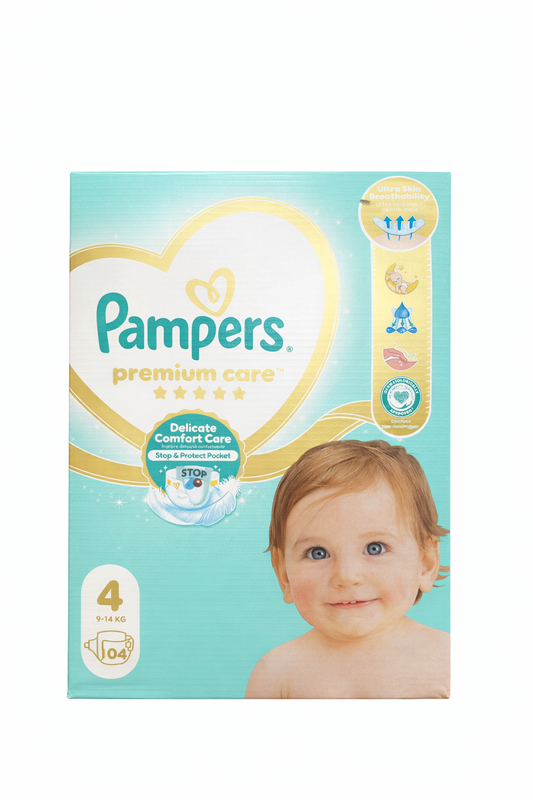 Pampers Premium Care – Размер 4 (9–14 кг), 104 бр.