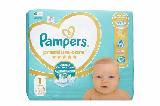 Pampers Premium Care – Размер 1 (2–5 кг), 72 бр.