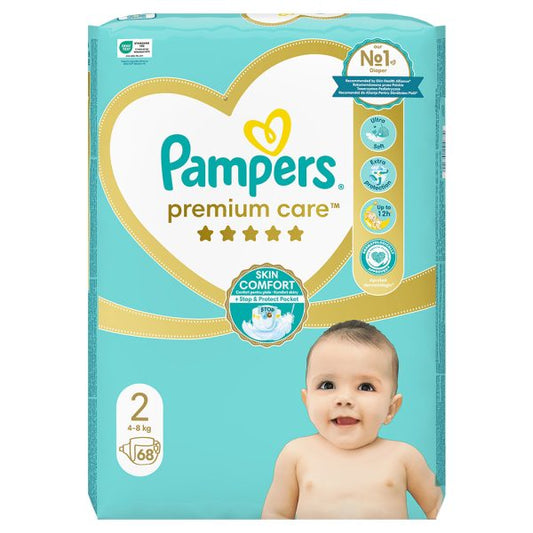 Pampers Premium Care – Размер 2 (4–8 кг), 68 бр.