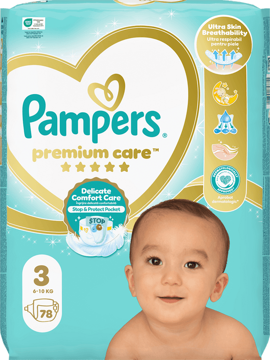 Pampers Premium Care – Размер 3 (6–10 кг), 78 бр.