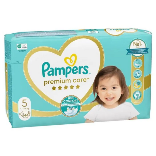 Pampers Premium Care – Размер 5 (11–16 кг), 44 бр.