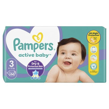 Pampers Active Baby – Размер 3 (6–10 кг), 66 бр.