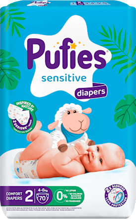 Pufies Sensitive Diapers Размер 2 (4–8 кг), 70 броя