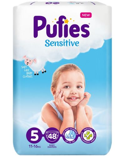Pufies Sensitive Baby Diapers Размер 5 (11–16 кг), 48 броя
