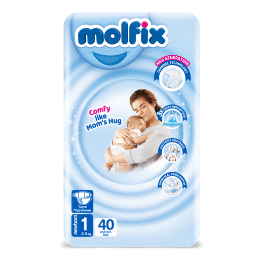 Molfix Newborn Tape – Размер 1 (2–5 кг), 40 броя
