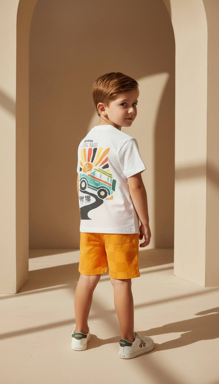 Детски комплект Road Trip за момче тениска и шорти BOBOLAND