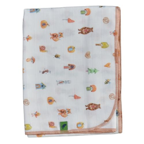 Муселинова бебешка пелена с горски животни, 80x90 см, нежна и дишаща