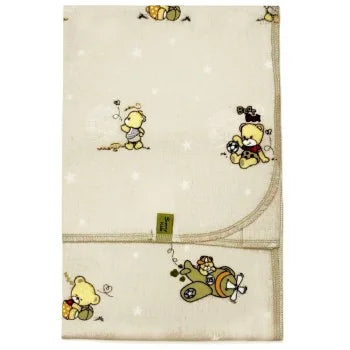 Бебешка бархетена пелена 80x90 см с мече и самолет, 100% памук, за повиване