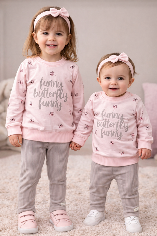 Детски комплект за момиче „Funny Butterfly“ – блуза и рипсен клин