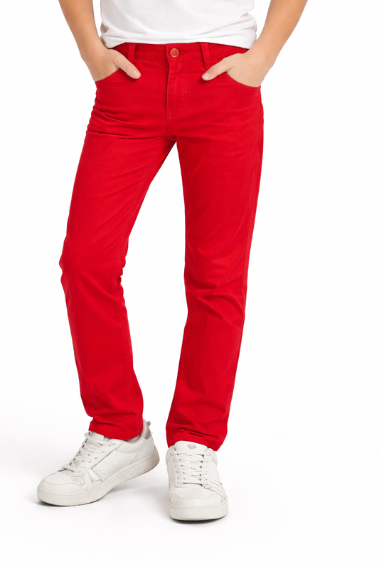 Детски червен панталон за момче – официален и спортно-елегантен модел