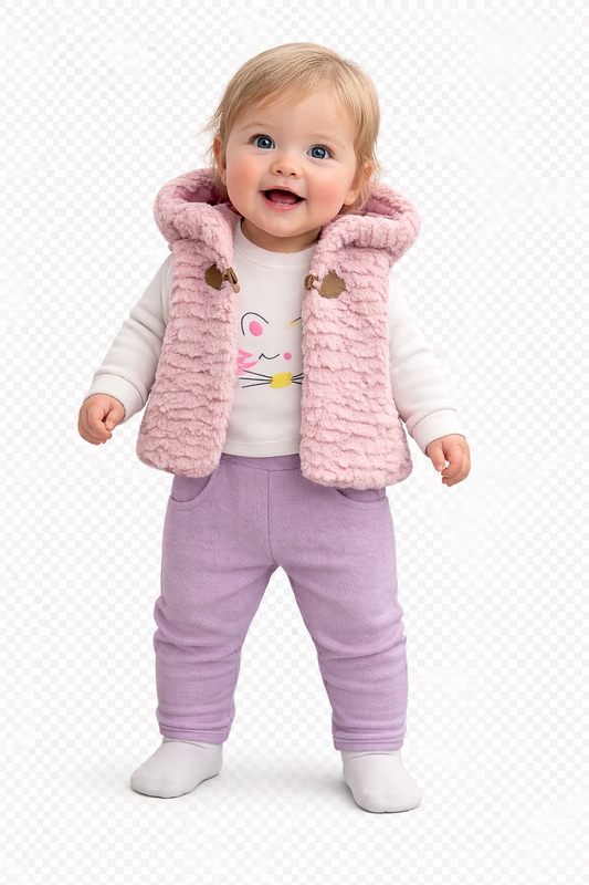 Комплект за бебе момиче 3 части с елек