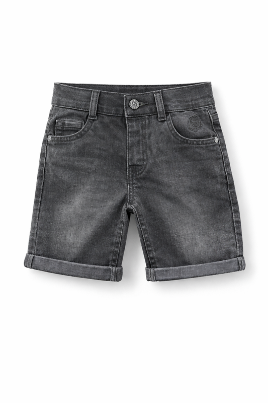 Детски дънкови къси панталони в сив деним