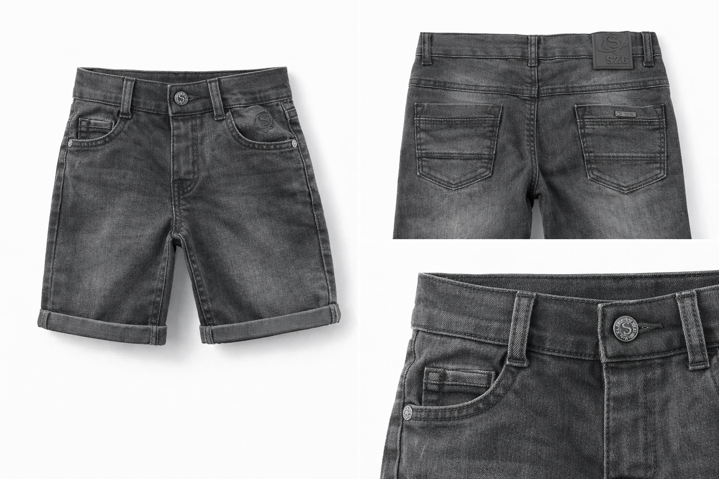 Детски дънкови къси панталони в сив деним