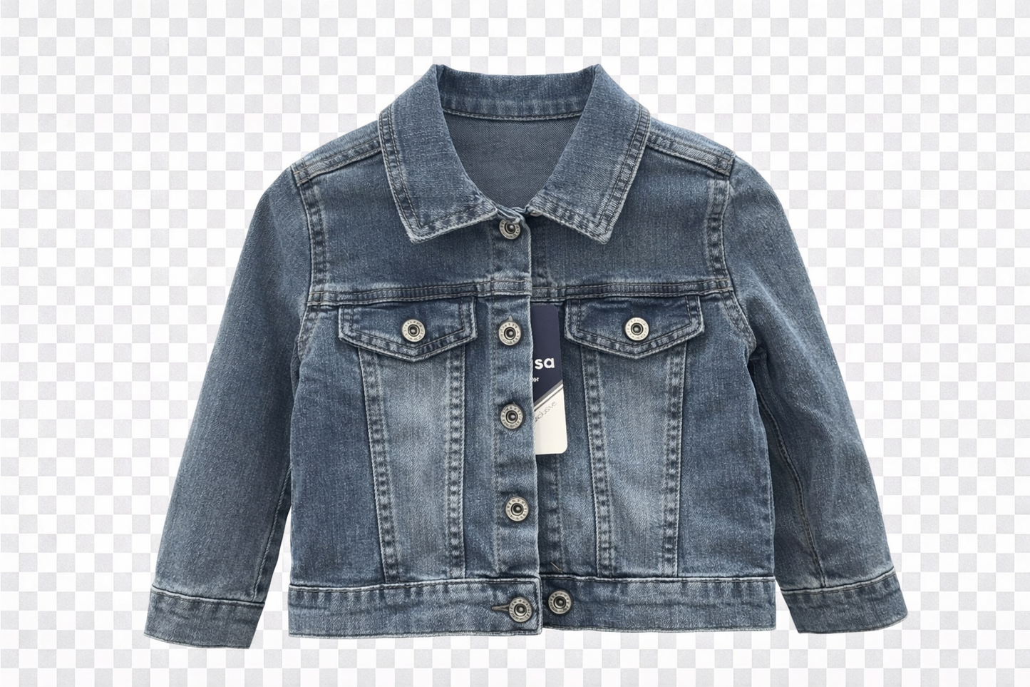 Детско дънково яке от памук с еластан – класически модел за момиче