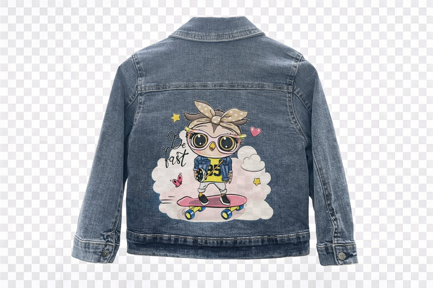 Детско дънково яке от памук с еластан – класически модел за момиче