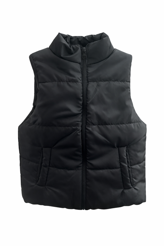 Детски елек черен унисекс с цип (пролет/есен)